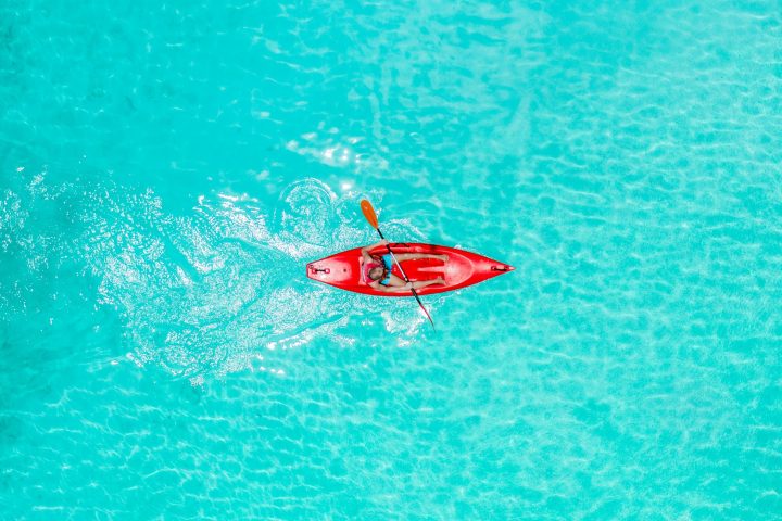 a person swimming in water